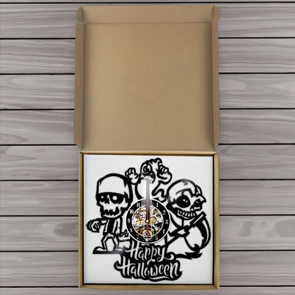 Креативные декоративные часы на Хэллоуин уникальный подарок сделанные из винила