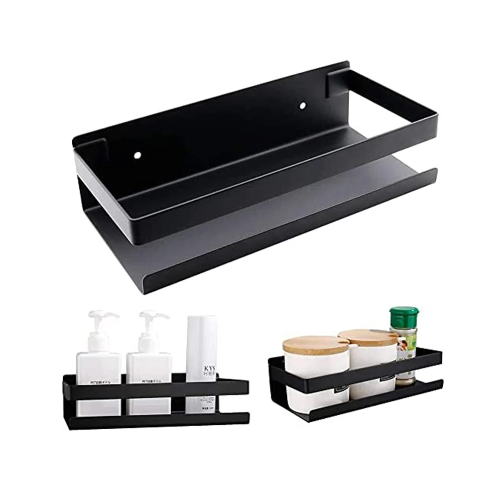 

Черная угловая полка из нержавеющей стали для ванной и кухни, без перфорации, однослойная угловая полка для ванной комнаты, полка для ванной...