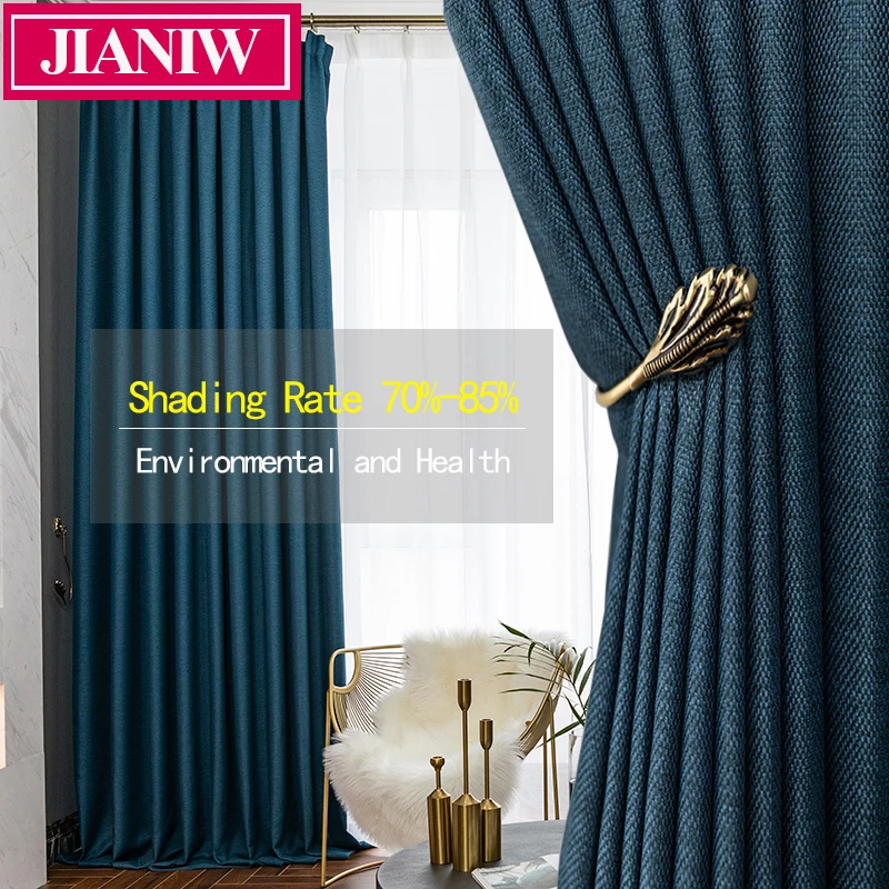 

JIANIW Faux Linen 80%-85% Shading Thick Thermal Insulated Blackout Curtains Blinds for Bedroom Living Room Drapes Custom Made