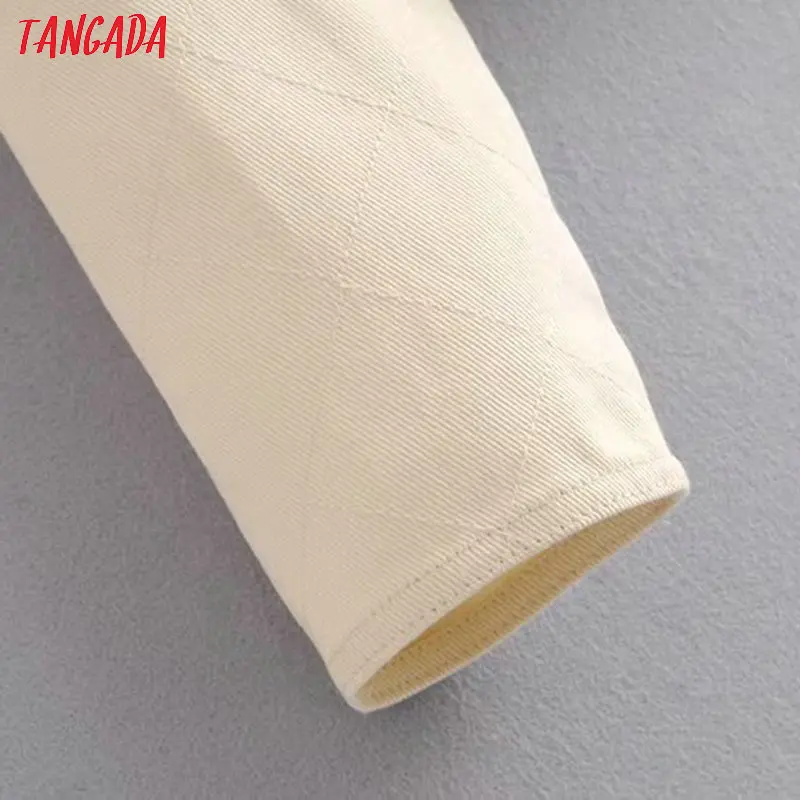Tangada, Женские однотонные джинсовые куртки с поясом, пуговицами, карманами, длинным рукавом, короткая стильная куртка, женские топы бойфренда 6P18
