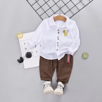 spring autumn baby boy clothes sets long sleeve white shirt pants 2pcs outfits cotton sport suit for boy clothes 2021
