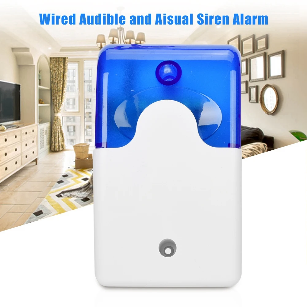 

12V Wired Indoor Audible and Visual Siren Sound Alarm for Home Security Alarm System 110dB