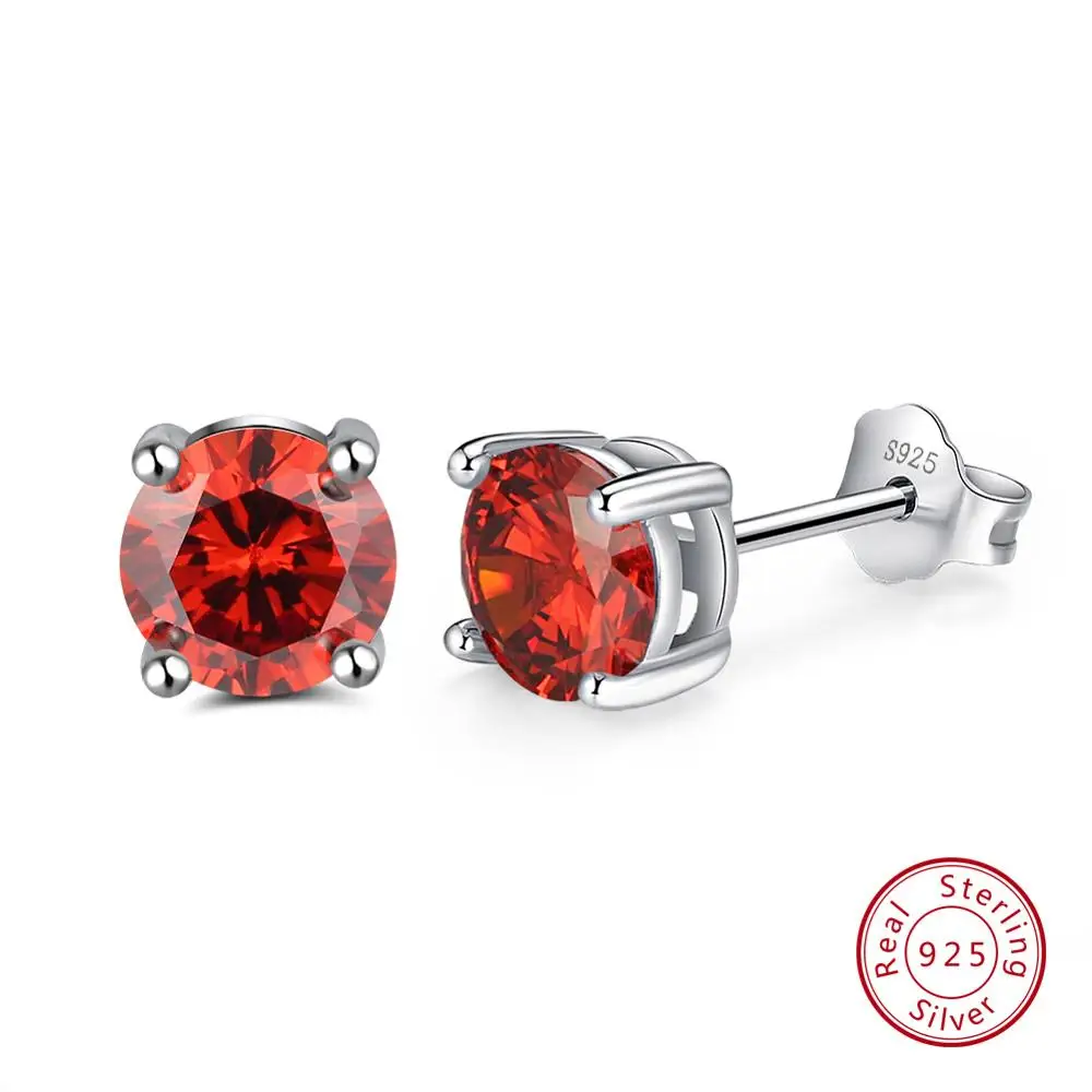 Red Zircon ORSA JEWELS 925 пробы серебряные женские серьги гвоздики зубец Установка AAA черный кубический цирконий простые серьги Модные ювелирные изделия SE84-B - Цвет камня: Red Zircon