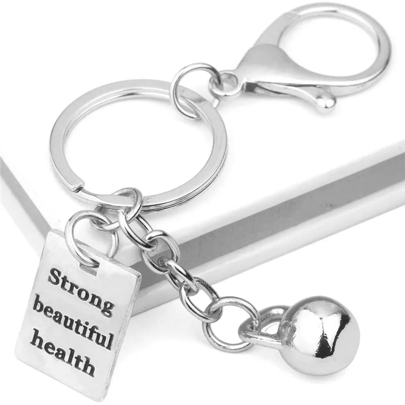 Kettle Bell Keychain Men CrossFit Bodybuilding Strong Beautiful Health Charm Car Bag Key Ring Hippie Motivational Jewelry | Украшения и