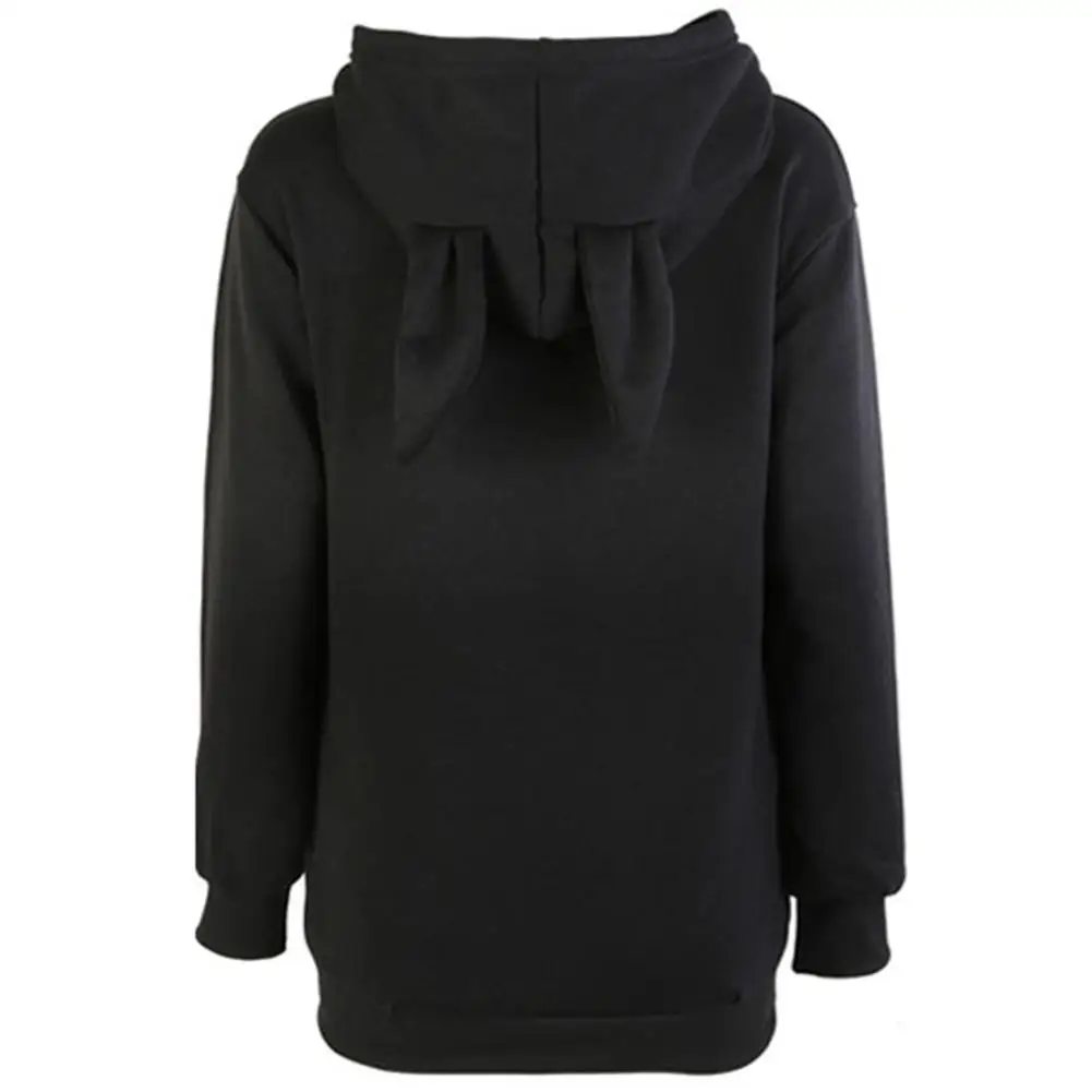 Cute Rabbit Ear Design Solid Color Hoodies Women Hooded Sweatshirts Spring Autumn Hooded Pullovers Sweatshirt Women Hoodies Top