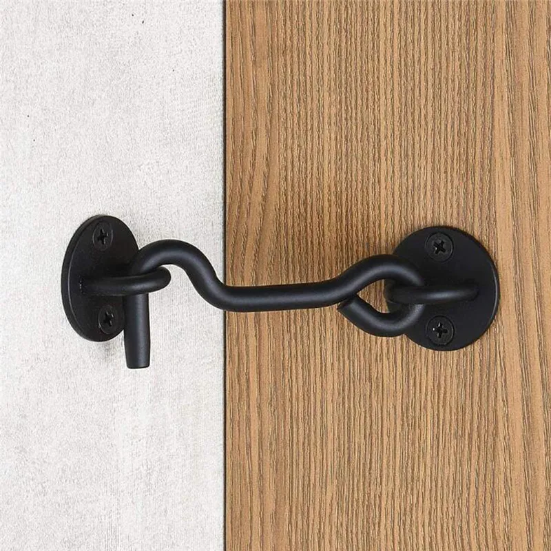 

Solid Vintage Door And Window Hook Black Stainless Steel Cabinet Door And Window Buckle Household Simple Door And Window Hook