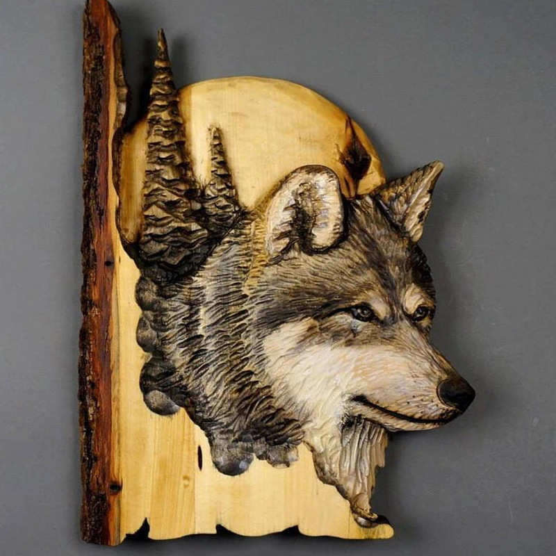 

Animal Carving Craft Gift Wall Hanging Wooden Plane Animal Carved Artwork Wall Decoration Cafe Library Decoration Small Ornament