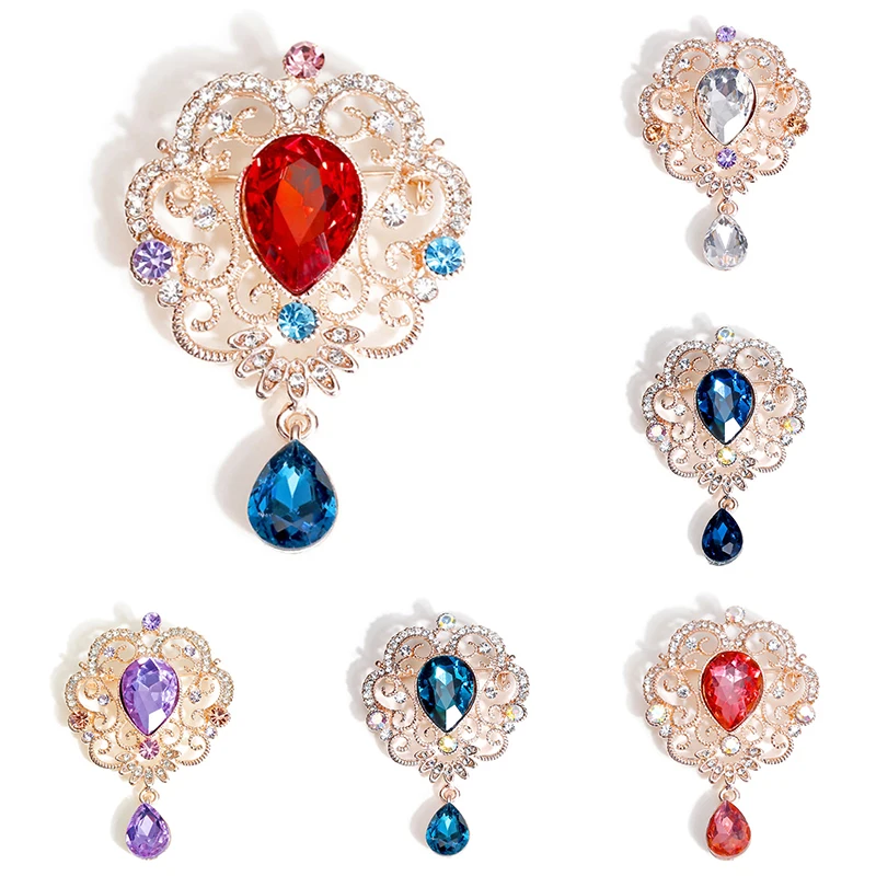 Женские Элегантные барокко Броши вечерние с украшением в виде кристаллов капли