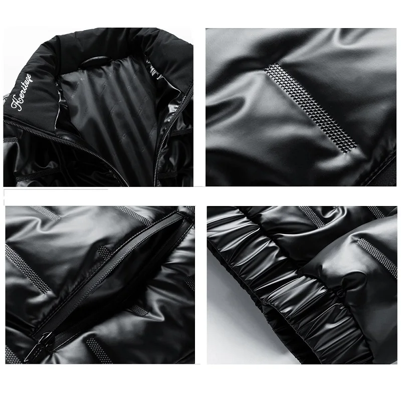 Autumn winter light and shiny cotton coat men's loose large size fat 8XL short section youth mens jacket casual stand collar top