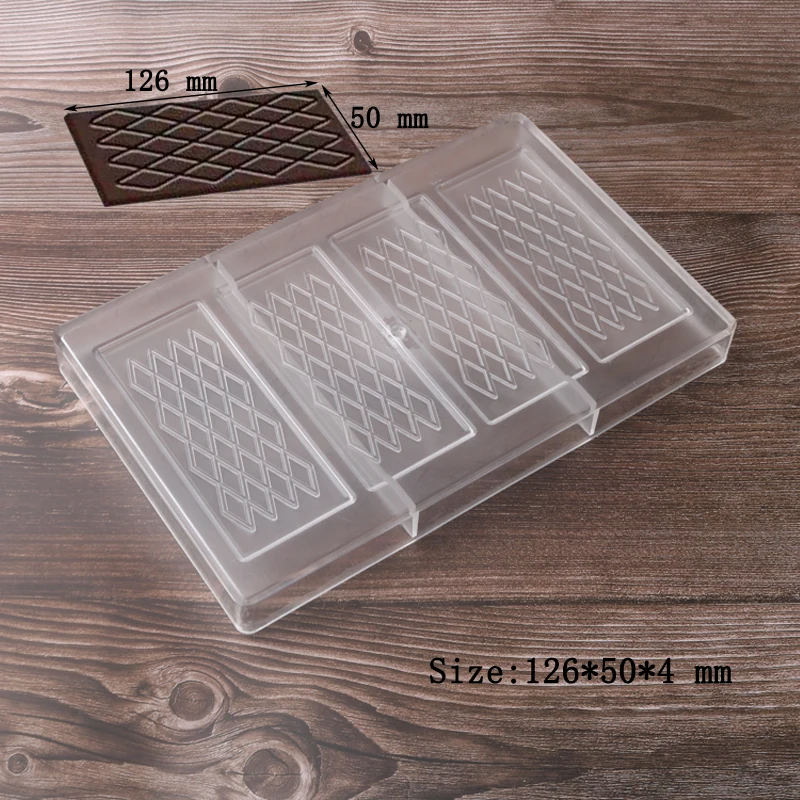 4 полости поликарбонат форма для шоколада Сделай Сам Rhombus полосатая Candy Mold