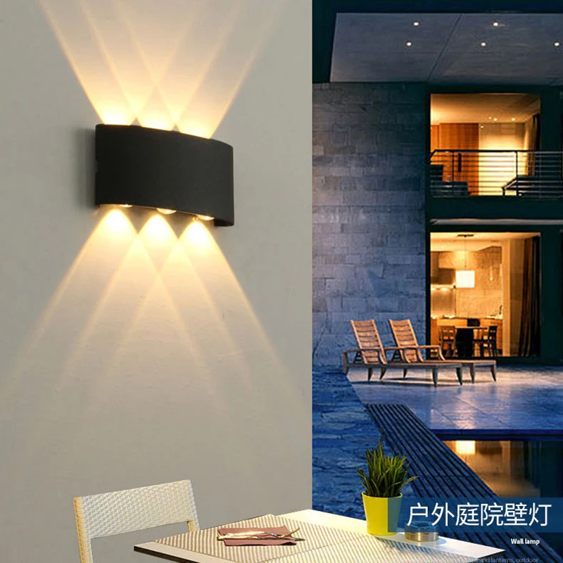 Настенный светодиодный светильник алюминиевая уличная и комнатная лампа белый