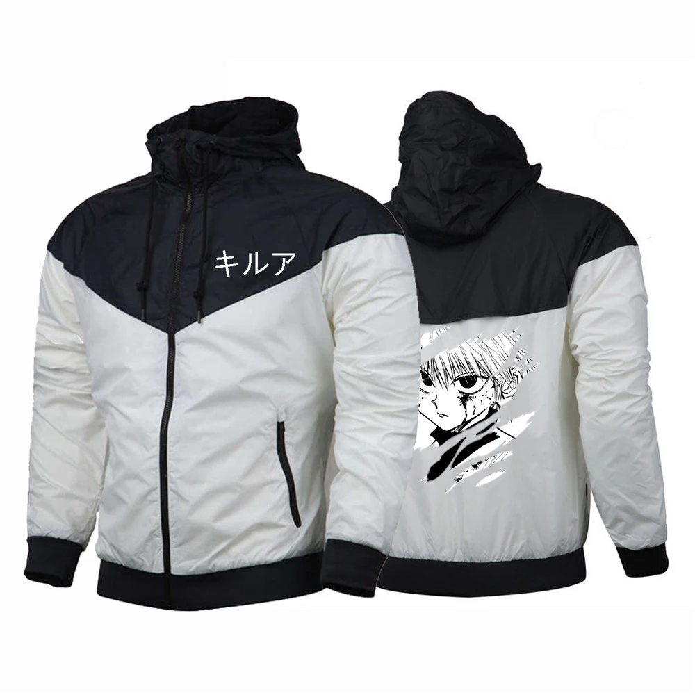 Мужская непромокаемая ветровка с капюшоном принтом из аниме Hunter X Killua Leorio на