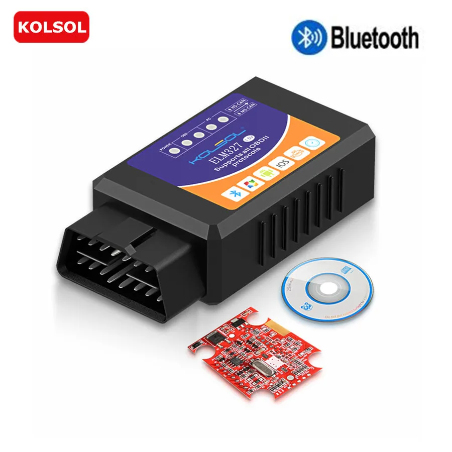KOLSOL ELM327 Bluetooth OBD2 сканер V1.5 с переключатель изменение для Ford CH340 + 25K80 чип HS CAN / MS