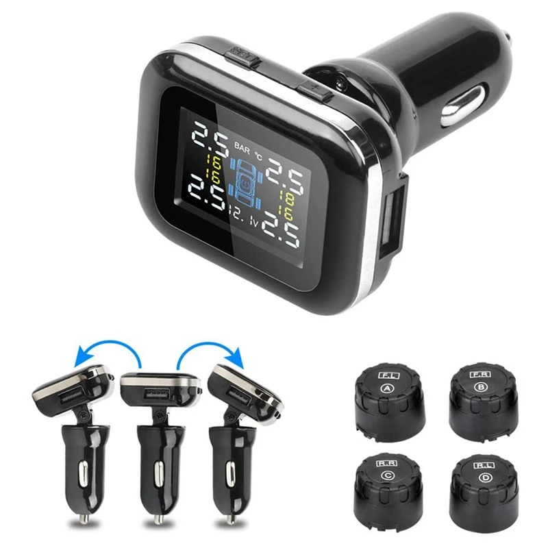 

Автомобильная система контроля давления в шинах TPMS прикуриватель система сигнализации давления в шинах экран может встряхнуть USB система о...