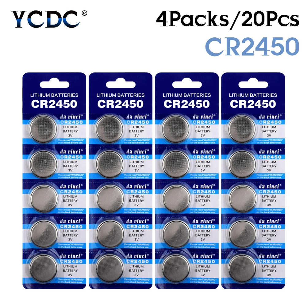 YCDC 20 шт. 3 в литиевая Кнопочная батарея для монет CR2450 DL2450 BR2450 LM2450 5029LC часов