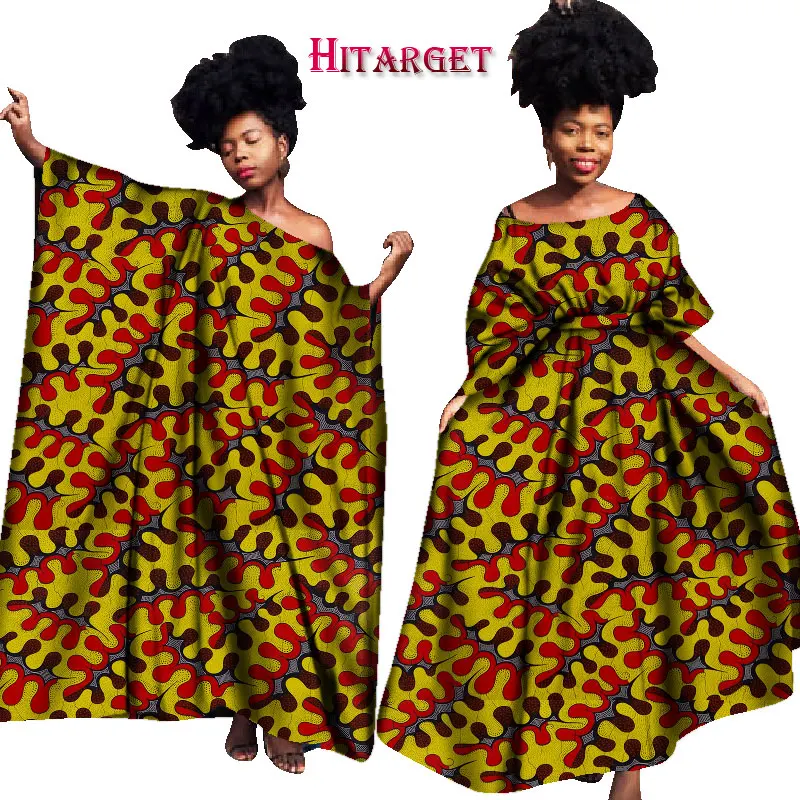 Винтажные африканские платья для женщин Bazin Riche Kanga одежда большой халат Vestidos Dashiki Африканские Восковые платья с принтом Одежда WY1701 - Цвет: Синий