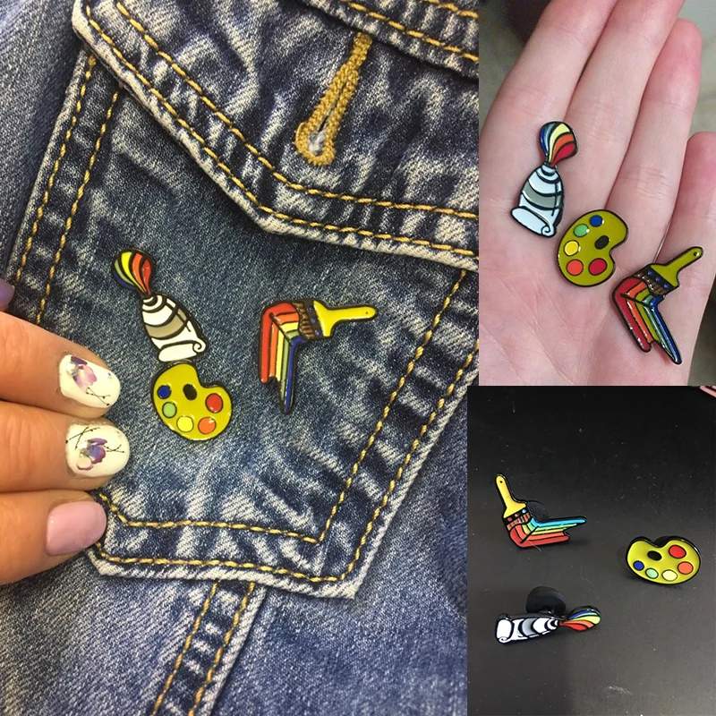 Инструмент для рисования радугой эмалью булавка краска пигмент Женская Брошь