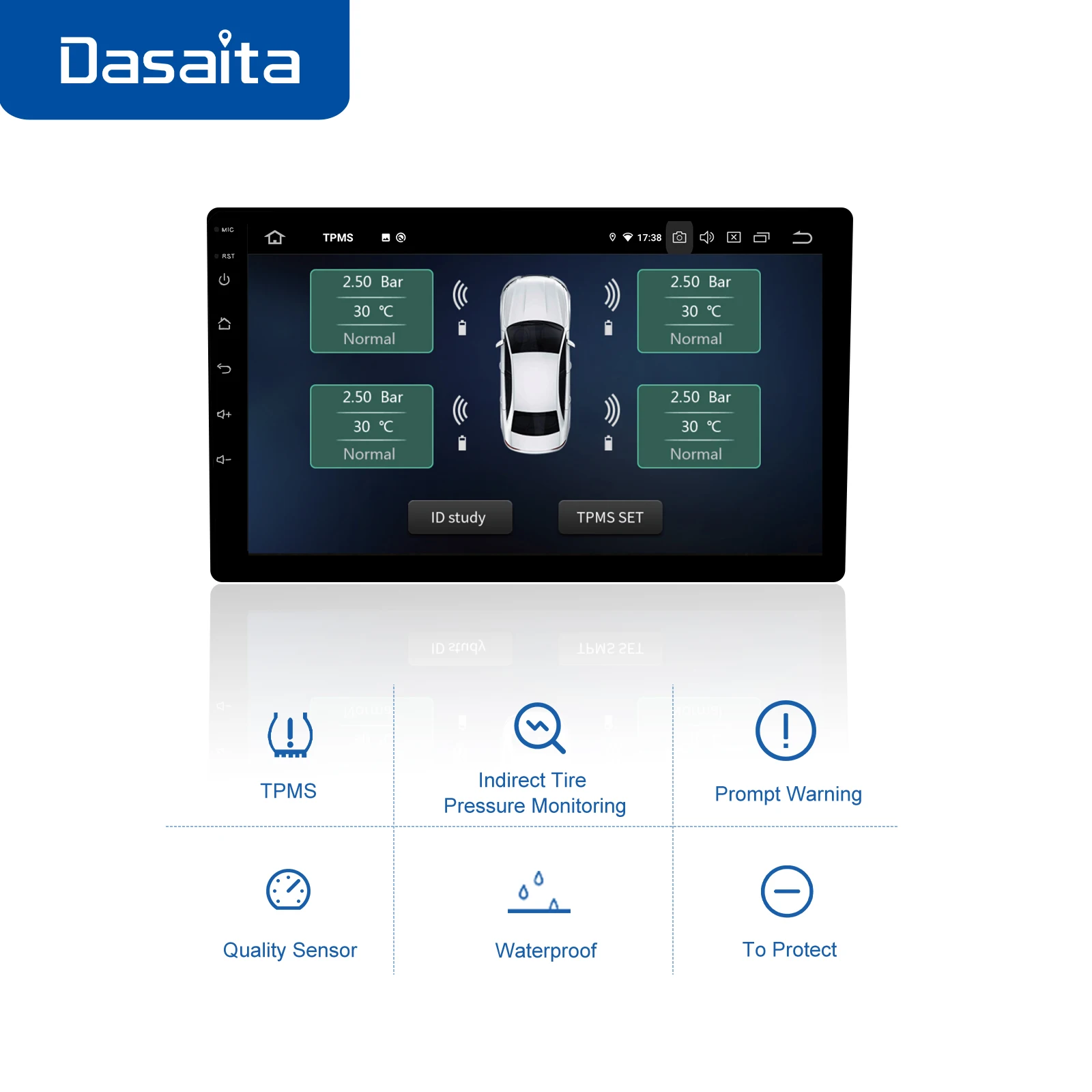 $59.00 Dasaita tpms sensor external android System for Digital USB Auto Security Car Alarm Tire Pressure Sensor Universal Smart Car