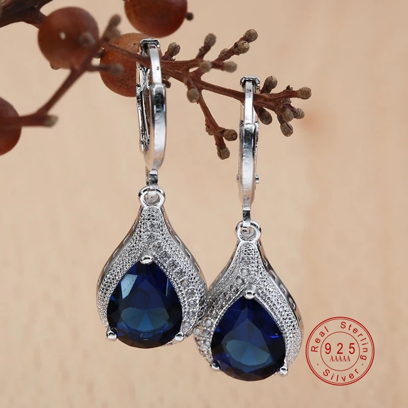 Женские серьги гвоздики с голубым цирконием модный прозрачный кристалл