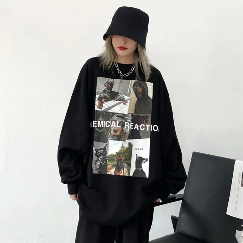 

Свитшот женский с длинным рукавом, тонкий Свободный Топ с надписью, одежда для пар, большие размеры, осень-весна 2022