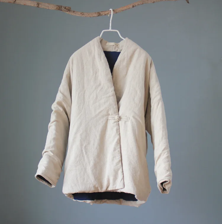 Женская утепленная куртка льняное пальто-туника в стиле Харадзюку для зимы |