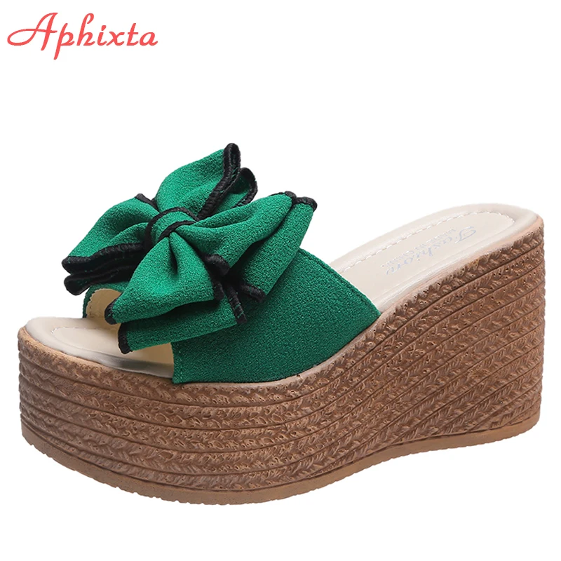 

Aphixta 9cm Heels Slides Women's Shoes Woman Slippers Flip Flops Wedge Platform Shoes Woman Beach Slippers Zapatos Mujer