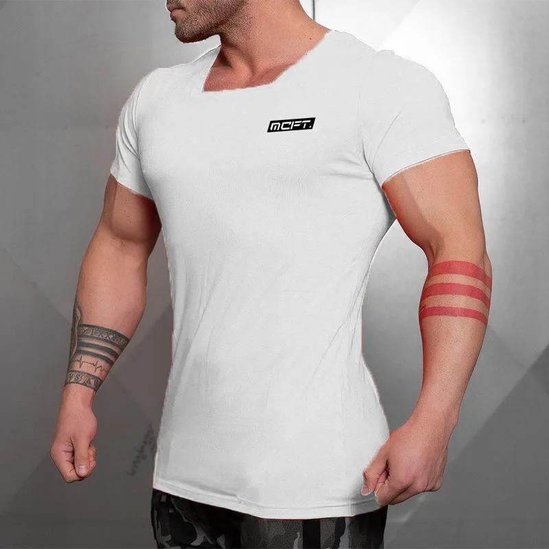 Брендовая одежда спортивные залы Плотная хлопковая Футболка с квадратным