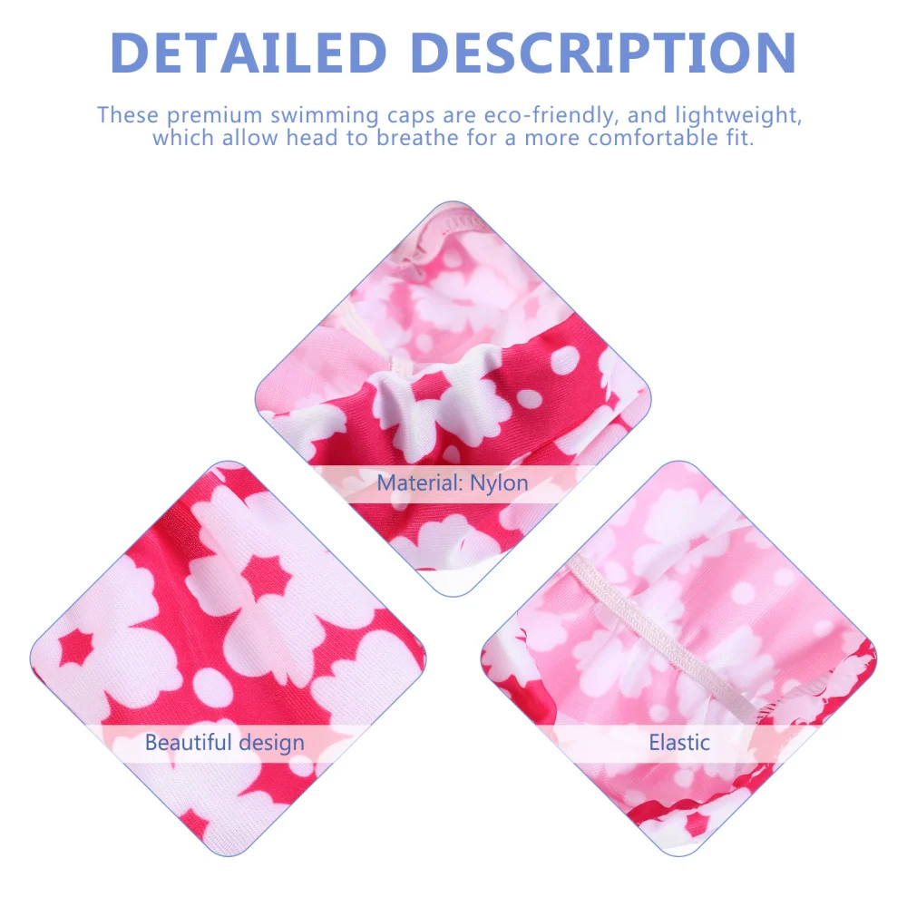 

6pcs Flower Pattern Swimming Caps Adults Swim Caps Accessory (Random Pattern)