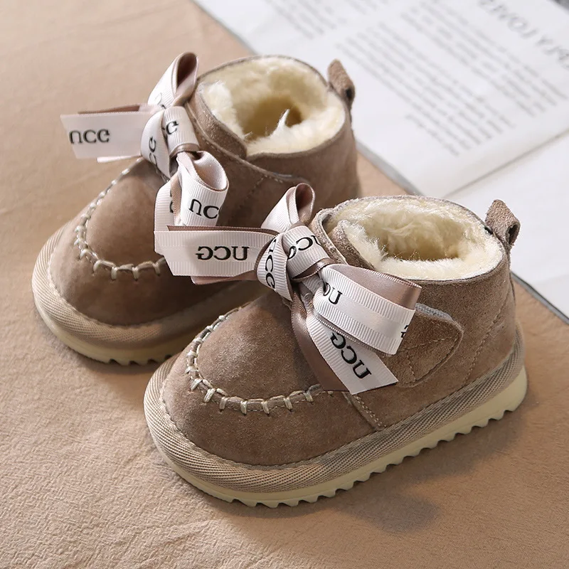 

Baby Cotton Shoes Winter Children Snow Boots Fashion Girls Ankle Boots Fleece Warm Toddler Shoes for Kids