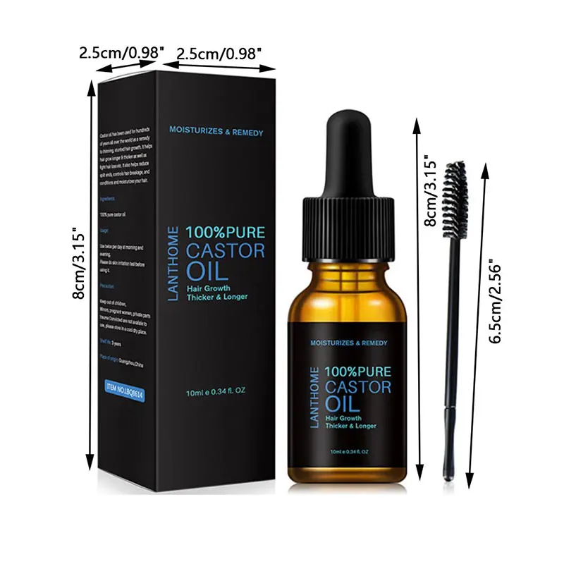 

10Ml Eyelash Growth Essential Oil Nourish Hair Essential Oil Natural Castor Oil Calm Prevent Skin Aging Organic Essential Oil