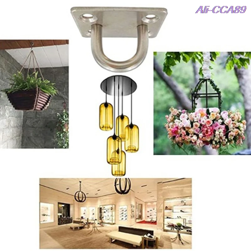 

2 Sets Of Stainless Steel Heavy Duty Multi-Function Hammock Hammock Hook Metal Base Suspended Ceiling Wall Mount U-Shaped Hooks