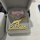 Ожерелье с именем ребенка, персонализированные Мультяшные персонажи, ожерелья с надписью и номером, подвески, рождественские подарки, колье