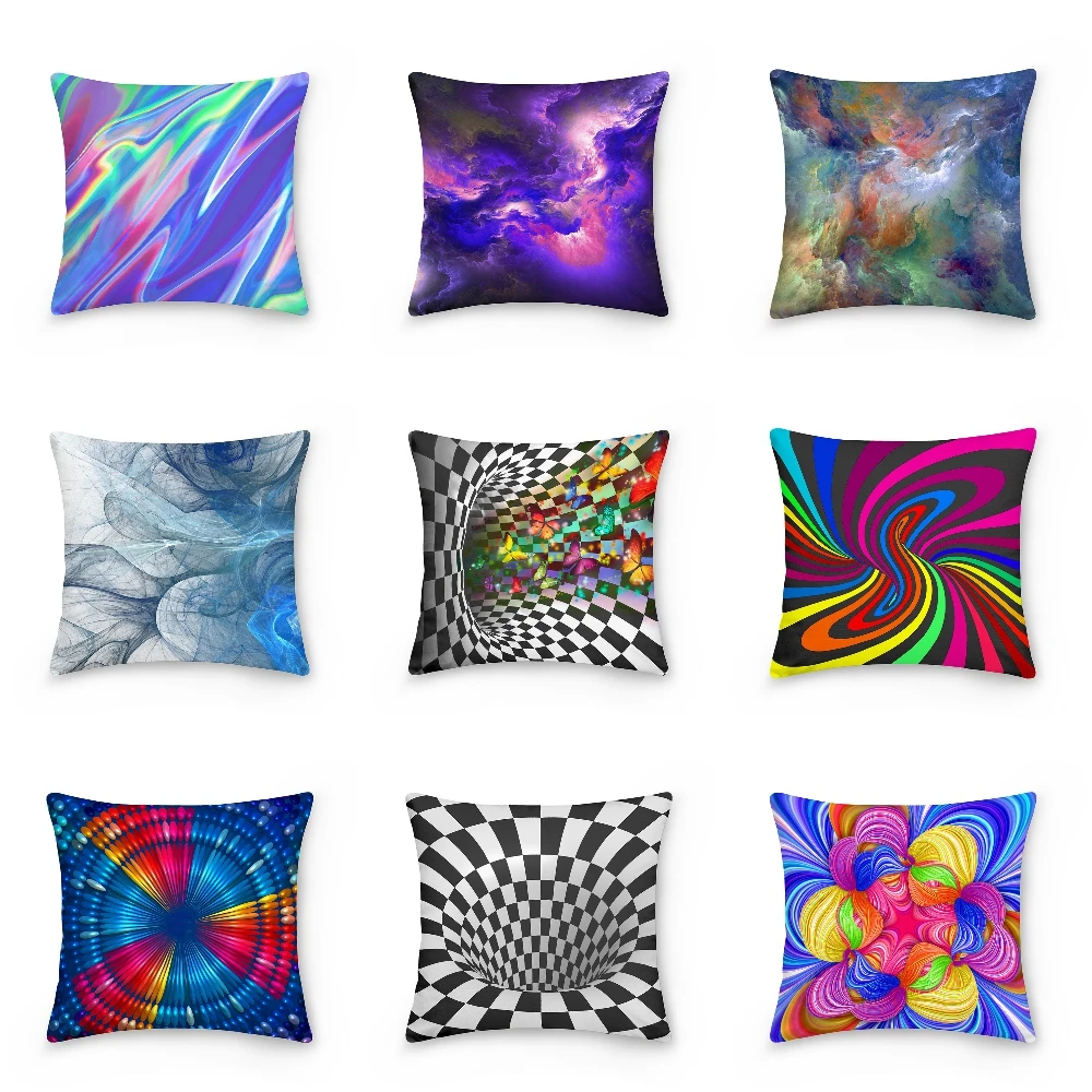 

Красочные геометрические наволочка в полоску 3D Абстрактная живопись чехол для подушки с принтом диван служебный автомобиль, наволочки для ...