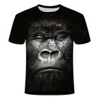 Удобная молодежная модная футболка для мальчиков с 3D принтом гориллы Лето 2021 Забавный топ с животным принтом Футболка с коротким рукавом