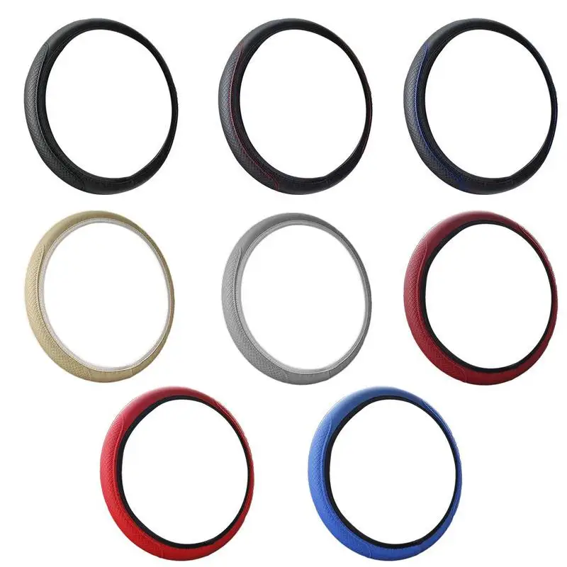 

Car universal steering wheel cover microfiber leather inner without breathable band grip two non-slip wheels cover elastic