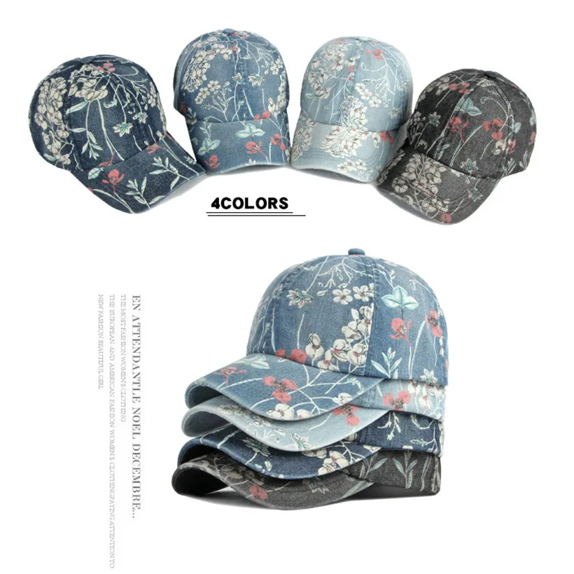 

Spring Summer New Ethnic Style Personality Printed Flower Baseball Cap Women Outdoor Sunscreen Shade Washing Snapback Hat BQ192