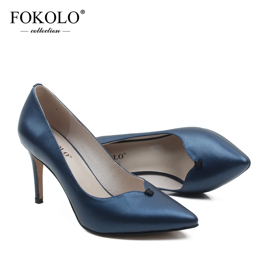

FOKOLO Women's Pumps Pointed Toe Sheepskin Slip-On Thin High Heels New Summer Genuine Leather Party Sexy Lady Shoes Handmade GX1