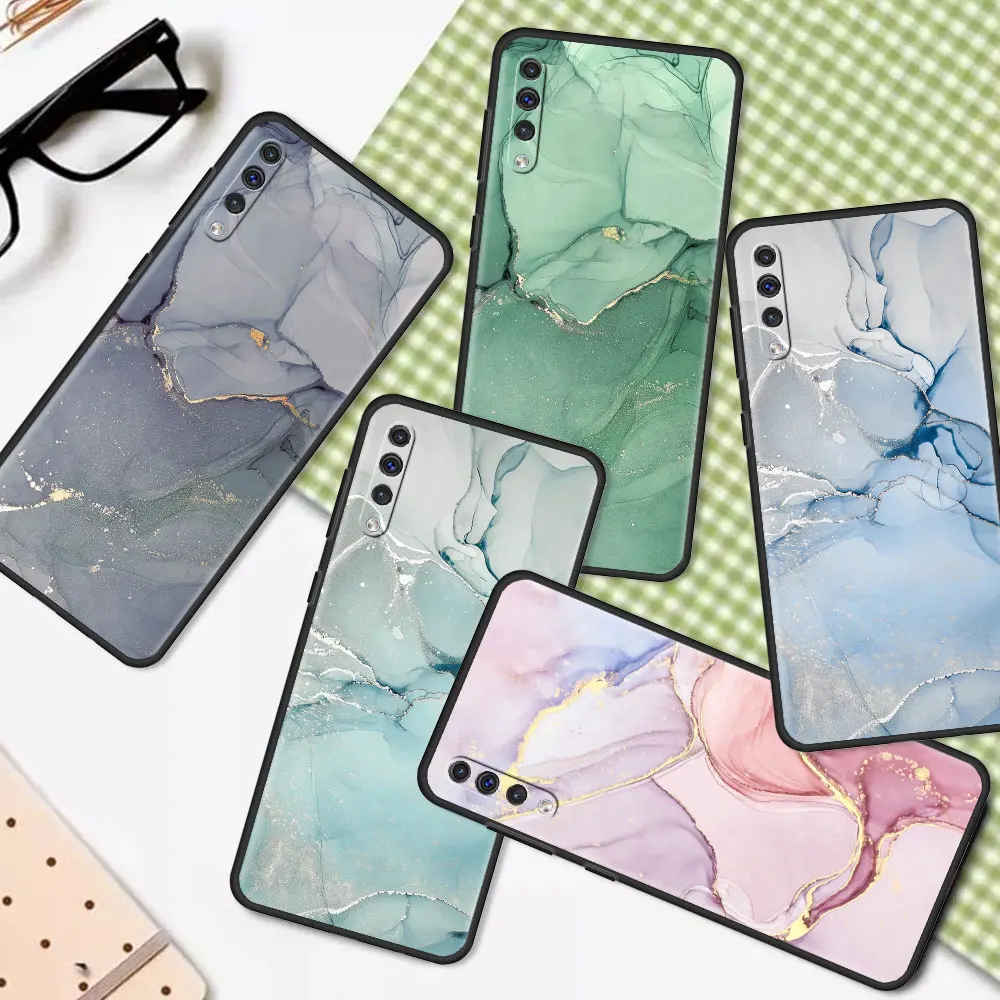 

Granite Marble Case For Samsung Galaxy A50 A70 A10 M51 A30 A20s A20e A10s A40 A90 5G M31 M30s Black Soft Phone Coque