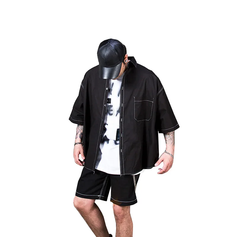 

2020 Мужская модная Повседневная рубашка с коротким рукавом Распродажа Мужская Повседневная летняя Однотонная рубашка на пуговицах с коротк...