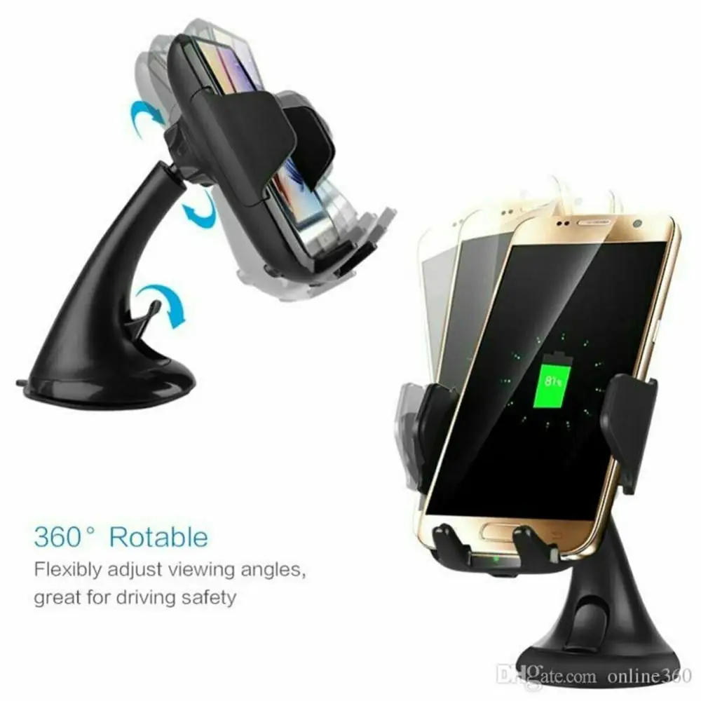 mini wireless car fast charger phone holder dashboard suction mount qi wireless charging suckers phone car holder for iphone x 8 free global shipping
