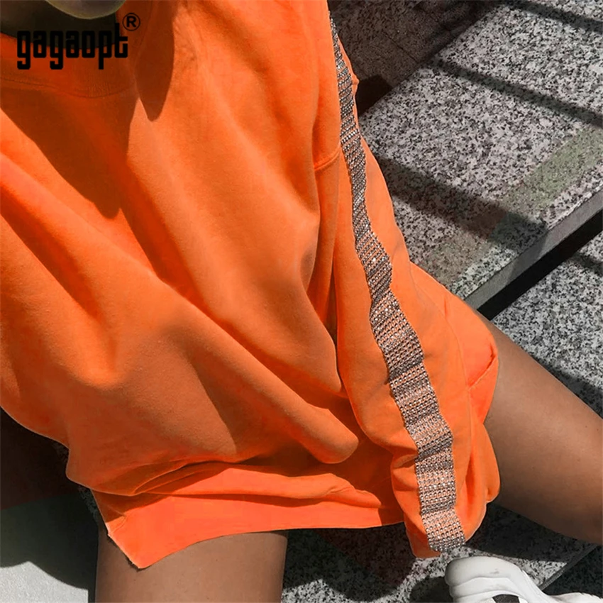 Gagaopt Женская толстовка с длинными рукавами и круглым вырезом топы со стразами