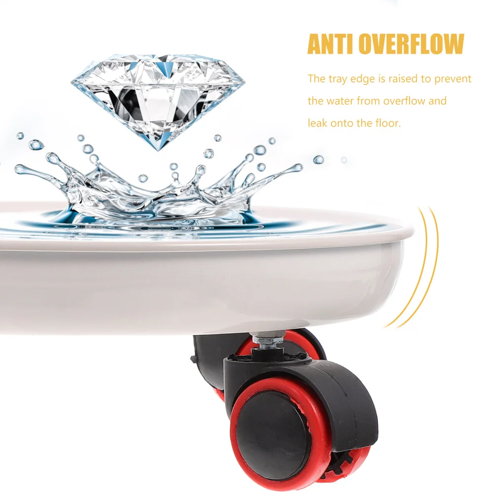 

Metal Plant Movable Tray Round Flower Pot Rack Potted Plant Stand with Wheels