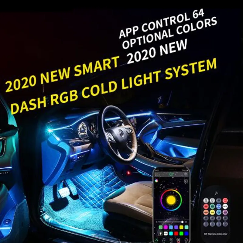 

RGB LED Strips Ambient Light APP Sound Music Control for Car Interior Atmosphere Light Car Backlight DIY8M Fiber Optic Band