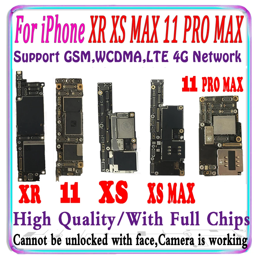 Enlarge Free iCloud Unlocked For iPhone 11 Pro Max & XS & XR & XS MAX Motherboard 256GB 128GB 64GB Logic board With IOS Support Update