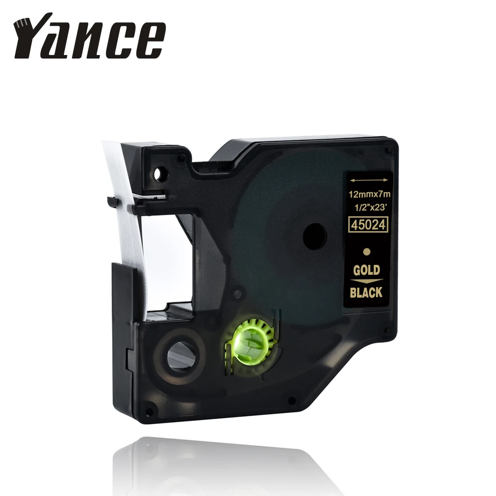 

Yance 45024 совместимая наклейка с Dymo принтером D1 12 мм Золотой на черной этикетке кассета для Dymo label maker LM160 280 Dymo PNP