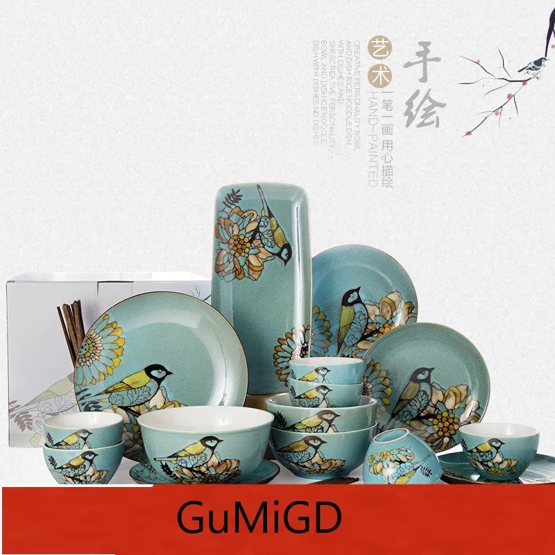 Посуда для 6 человек 25 штук расписанной вручную керамической посуды набор