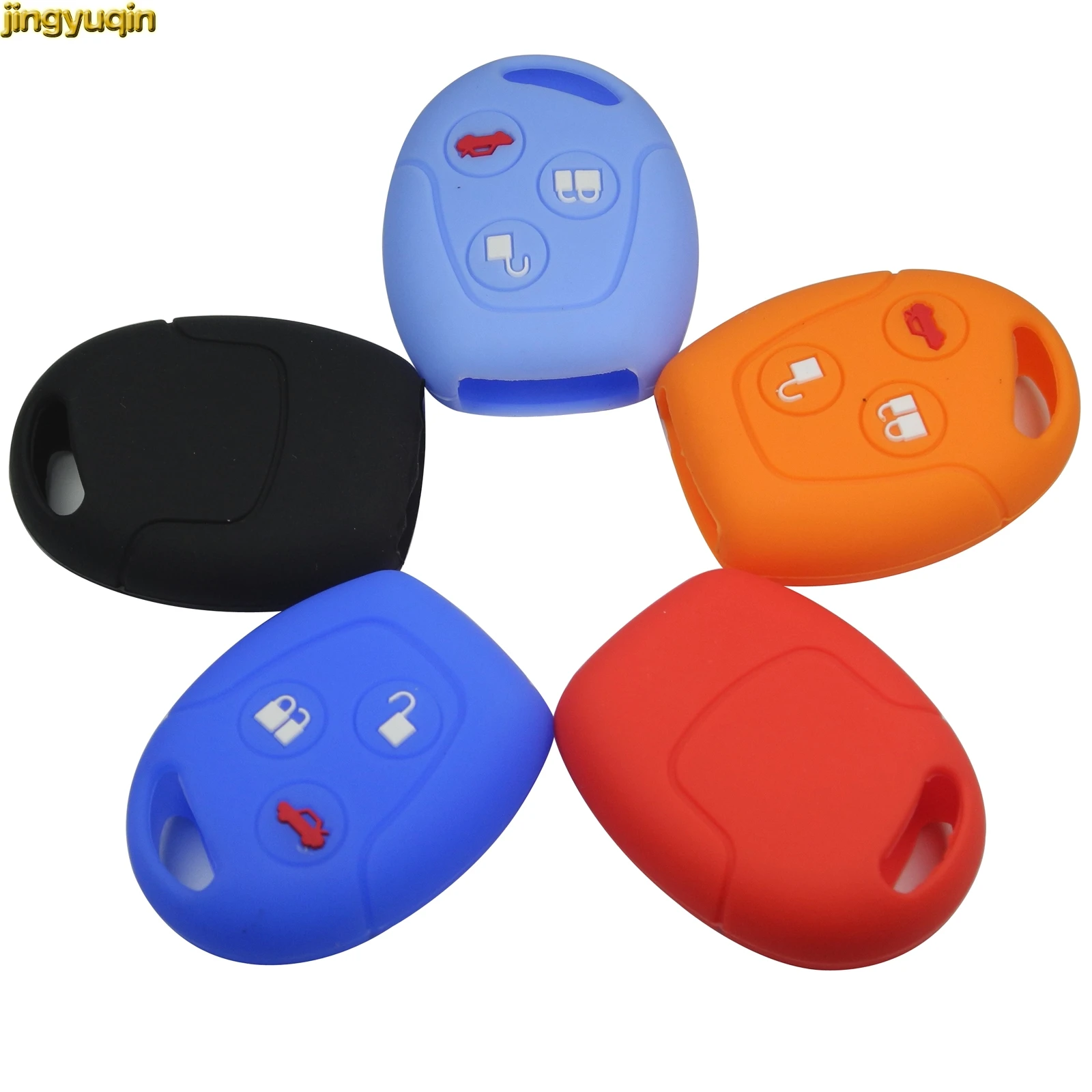 

Jingyuqin 50pcs Silicone Car Styling Cover Key Fob Case Sticker Set Protector For Ford Mondeo Fiesta Focus C-Max KA GALAXY
