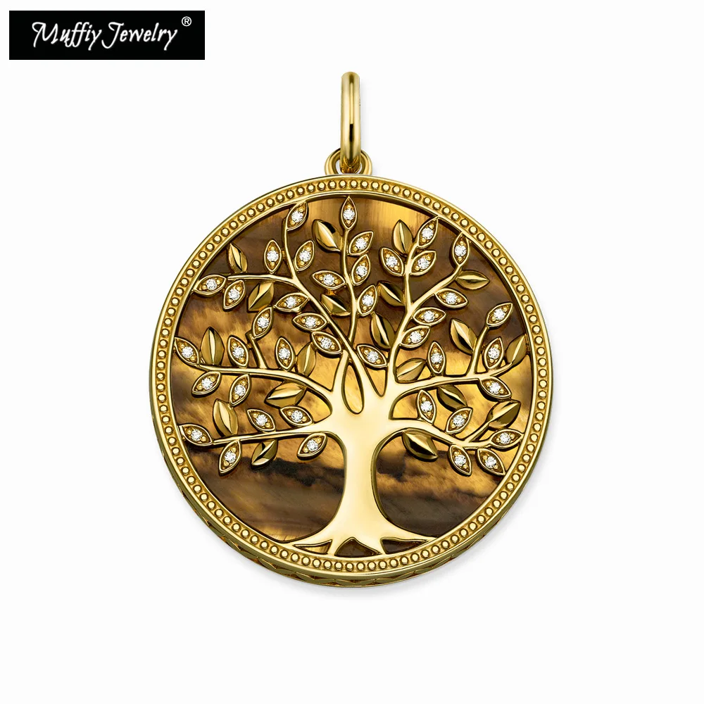 Кулон в виде золотого дерева Европейский тигровый глаз Модные Этнические