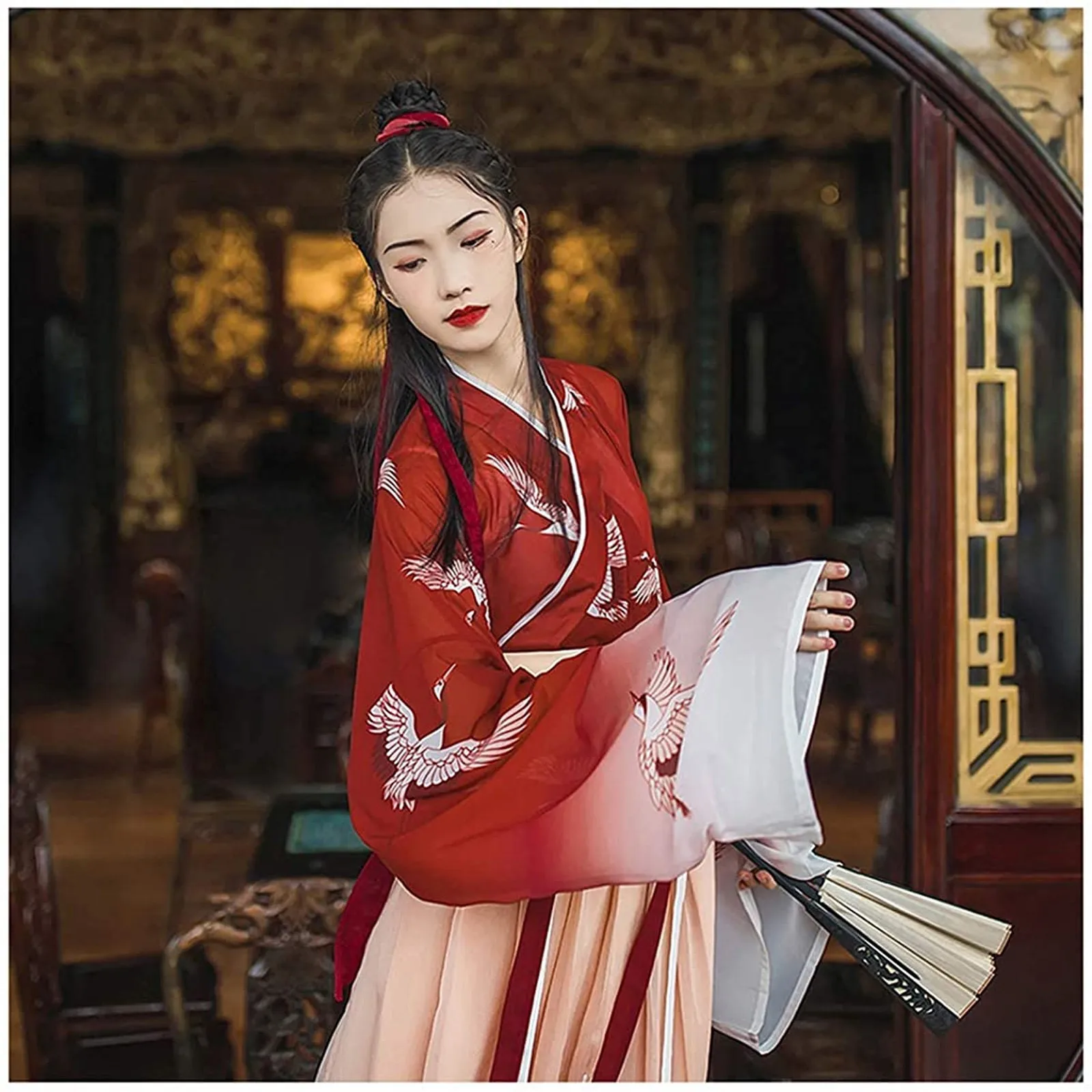 Women's Original Hanfu Suit Chinese Style Waist-length Skirt Straight-sleeved Middle School Students Ancient Costume |