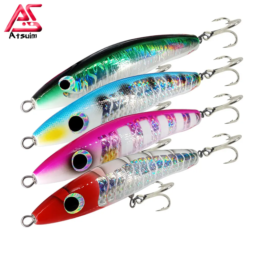 AS Swim Trolling Stickbait TopWater Lure Fishing 65g120g Wooden GT Tuna Pencil Artificial Floating Long Casting Wobblers